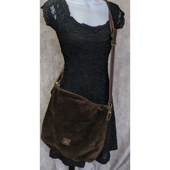 Dooney & Bourke Handbags - Dooney & Bourke Brown Suede Vintage Leather Crossbody Bag
